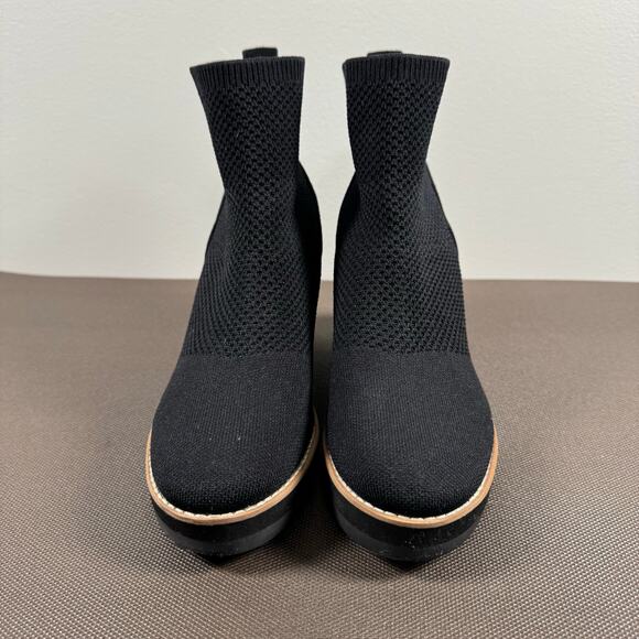 Eileen Fisher Womens London Recycled Stretch Knit Bootie Black Wedge Pull On 8.5 - Picture 3 of 8